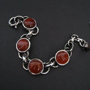 Dyrberg/Kern Christiane genuine Carnelian chain link bracelet